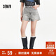 森馬（Semir）牛仔褲女寬松美式熱褲酷颯風(fēng)夏街頭毛邊短褲復古辣妹103324122010