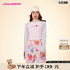 拉拉波波春季新品甜辣短款抽繩長(cháng)袖T恤女拼色減齡學(xué)生上衣LBDA-WSDT44 粉色 M