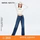 MISS SIXTY含羊絨牛仔褲女復(fù)古深藍(lán)直筒顯瘦磨破厚款 深藍(lán) 27