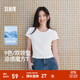 森馬（Semir）短袖t恤女短款修身正肩圓領(lǐng)涼感透氣上衣2025夏裝新款辣妹打底衫 本白10102-圓領(lǐng) M