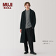 無(wú)印良品（MUJI） Labo 男式 羊絨混 切斯特大衣 毛呢外套中長(cháng)款 冬季 AF012A4A 黑色 M (170/92A)