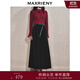 MAXRIENY浪漫復(fù)古感A字絲絨半裙法式赫本風(fēng)高腰長裙修身 黑色 M