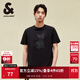 杰克·瓊斯（JACK&JONES）25年男裝短袖t恤男夏季潮流純棉休閑半袖T恤男士法斗犬重磅刺繡 E40黑色 常規 M