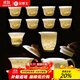 金鑲玉 羊脂玉瓷功夫茶具套裝 家用陶瓷白瓷茶壺茶杯泡茶套組禮盒裝 西施壺水墨江山羊脂玉瓷套裝