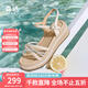 森達時(shí)裝涼鞋女款2025夏季新款商場(chǎng)同款坡跟高跟鞋XMY01BL5 米白 36