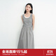 樂(lè )町拼接輕薄棉感裙子2025年夏季女裝新款簡(jiǎn)約氣質(zhì)通勤連衣裙 銀燭灰（現貨） M