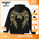 BOY LONDON【燦若繁星】秋情侶風(fēng)外套潮牌刺繡開(kāi)衫連帽衛衣N06904 黑色金色翅膀 L