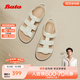 Bata羅馬風(fēng)涼鞋女2025夏季商場(chǎng)新款羊皮厚底復古軟底涼鞋AHG06BL5 米白 40