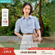 茵曼（INMAN）【純棉】百搭壓褶刺繡翻領(lǐng)襯衫女裝2025夏季新款泡泡袖襯衣上衣 淺藍色 優(yōu)先發(fā)貨 M
