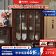 印作法式中古風(fēng)酒柜實(shí)木長(cháng)虹玻璃家用靠墻客廳新款電視柜側邊展示立柜 胡桃色酒柜 核桃木+長(cháng)虹鋼化玻璃
