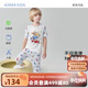愛慕兒童（AIMER KIDS）A類夏季輕薄莫代爾兒童睡衣套裝男女童家居服高彈柔軟短袖空調(diào)服 男七分-賽車總動員AK2437982 90