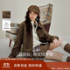 茵曼空氣層麂皮絨短外套2025秋女裝新款復(fù)古美拉德夾克 咖啡色 M