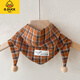 G.duck兒童圍巾秋冬款防風(fēng)保暖嬰兒寶寶圍脖絲巾新款男童女童三角巾披肩 18#橘色格子 6個(gè)月-12歲