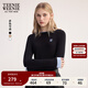 Teenie Weenie小熊女裝T恤2025秋季新款簡(jiǎn)約線條撞色拼接長(zhǎng)袖上衣 黑色 M