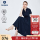 Navigare意大利小帆船短袖連衣裙女士夏季V領(lǐng)修身裙子時(shí)尚棉感針織長(cháng)裙女 藏青 XL 碼