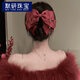 默研（MOYAN）輕奢唯美浪漫精致抓夾星空閃耀氣質(zhì)蝴蝶結發(fā)抓閃亮流蘇發(fā)夾優(yōu)雅女 圣誕紅A16-301