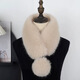 秋冬保暖加厚女士羊絨圍巾圍脖狐貍獺兔毛絨皮草圍巾潮女士披肩 卡其色