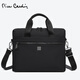 皮爾卡丹（pierre cardin）皮爾卡丹男包休閑斜挎包新款單肩包輕便通勤外出便攜男款郵差背包 黑色手提橫款【可放下15.6尺寸電腦】 【官方旗艦店正品保證假一罰十】