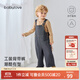 babylove【清倉】寶寶背帶褲秋室外長(cháng)褲嬰幼兒褲子潮流工裝褲丹寧牛仔計劃 牛仔計劃 80