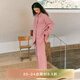 朵朵·可可100棉 色織條紋提花 襯衫款毛邊家居服 粉條 M (160)