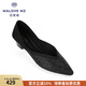 MALOVE MZ王妃鞋新款3.7cm尖頭水晶低跟單鞋女職業(yè)通勤百搭平底鞋新款單鞋 夢(mèng)幻黑（腳寬建議拍大一碼） 35