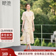 她池新中式連衣裙2025夏季新款女裝立領(lǐng)盤扣A字五分袖中長裙