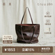 裘真頭層植鞣牛皮遇托特包女復古百搭真皮大容量通勤單肩包 咖啡色 大包