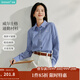 茵曼（INMAN）襯衫2025秋冬新款女裝法式時(shí)髦格紋翻領(lǐng)長(cháng)袖上衣 寶藍格 M （褲子27碼）