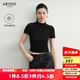 艾諾絲雅詩(shī)【商場(chǎng)同款】2025秋季新品通勤百搭羊毛短袖針織衫上衣女40728019 黑色 L