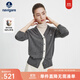 Navigare意大利小帆船純羊毛女士毛衣秋冬寬松V領(lǐng)開(kāi)衫假兩件保暖羊毛衫女 暗巖灰/白 M