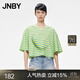 JNBY/江南布衣條紋短款T恤女短袖寬松圓領(lǐng)上衣簡(jiǎn)約夏季5N2110310 971/水綠條紋 XL