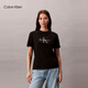 Calvin KleinJeans25夏季女士休閑通勤ck字母印花純棉針織圓領(lǐng)短袖T恤上衣 UB1-太空黑 M