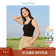 茵曼（INMAN）條紋針織背心2024春秋女裝新款波浪方領(lǐng)無(wú)袖疊穿百搭套頭上衣 黑色 S