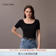 Calvin KleinJeans25女士ck雙面用簡(jiǎn)約休閑通勤字母扣頭腰帶皮帶禮物4K7006G V1K-太空黑 80cm