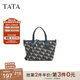 他她（TATA）復古老花手提包女包包休閑手拎包單肩包春季新款X3410AX5 蘭灰/綠 F