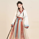 原創(chuàng)魏晉風(fēng)漢服女裝晉制交領(lǐng)齊腰襦裙古風(fēng)成人國(guó)風(fēng)新中式大賞古裝 橘紅色裙套裝 S （身高156-160 體重86-100斤）