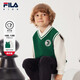 FILA斐樂(lè )兒童童裝外套2025年秋季新款男小童休閑針織馬甲兩件套 深蔥綠-DG 130
