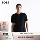 BOSS博斯【禮物】男士徽標(biāo)衣領(lǐng)彈力棉質(zhì) T 恤 001-黑色 L
