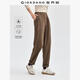 佐丹奴條絨褲子女新款梭織燈芯絨長(cháng)褲壓褶松緊腰休閑褲女13414675 淺棕色 胡椒棕 L