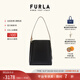 芙拉（FURLA）【限時(shí)優(yōu)惠】MIANOVA時(shí)尚撞色牛皮大號(hào)女士通勤單肩包水桶包 黑色+沙色