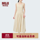 無印良品（MUJI）IDEE 女式 人字紋 連體裙 連衣裙裙子夏季長裙無袖GAD61C4S 淺米色 均 碼 165/88A