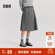 森馬（Semir）森馬半身裙女仿毛呢裙子24冬新款A(yù)字百褶裙遮胯顯瘦109724120001