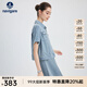 Navigare意大利小帆船短袖襯衫女士25夏季新品棉質(zhì)牛仔襯衣休閑通勤上衣 冰水藍 L