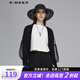 sdeer圣迪奧春季女裝時(shí)尚百搭長(cháng)袖直筒型通勤套頭網(wǎng)紗拼接保暖舒適毛衣S20183520 黑色/91 S/160