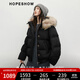 紅袖（hopeshow）貉子大毛領(lǐng)連帽羽絨服2025冬季新款女裝90白鴨絨復古風(fēng)氣質(zhì)短外套 黑050（預售11.11） S