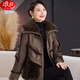 浪莎羊羔毛羽絨服保暖外套女高級感時(shí)尚白鴨絨皮草拼接短外套 咖啡色 均碼