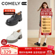 康莉（COMELY）厚底小皮鞋女25年春季牛皮系帶時(shí)尚百搭英倫深口單鞋 米白色 36 