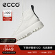 愛(ài)步（ECCO）休閑鞋女 時(shí)尚百搭防水高幫牛皮鞋 街頭860403 白色/灰白色86040352292 37