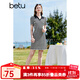 百圖betu女裝夏季新款連衣裙法式減齡短袖條紋連衣裙女2303T96 黑白條 S