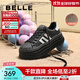 百麗（Belle）戚薇同款貝殼頭厚底德訓鞋2025春新女鞋運動(dòng)休閑板鞋D2A1DAM5 黑色-絨里 36 (230mm)